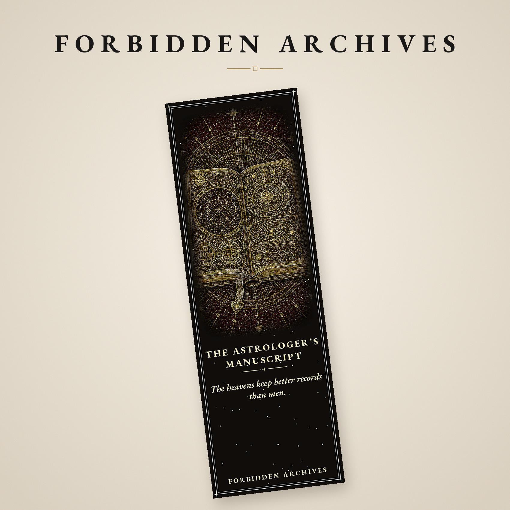 Forbidden Archives Bookmark, Dark Academia Gold Linework | Magnetic Page Marker | Occult Library Designs, Literary Gift
