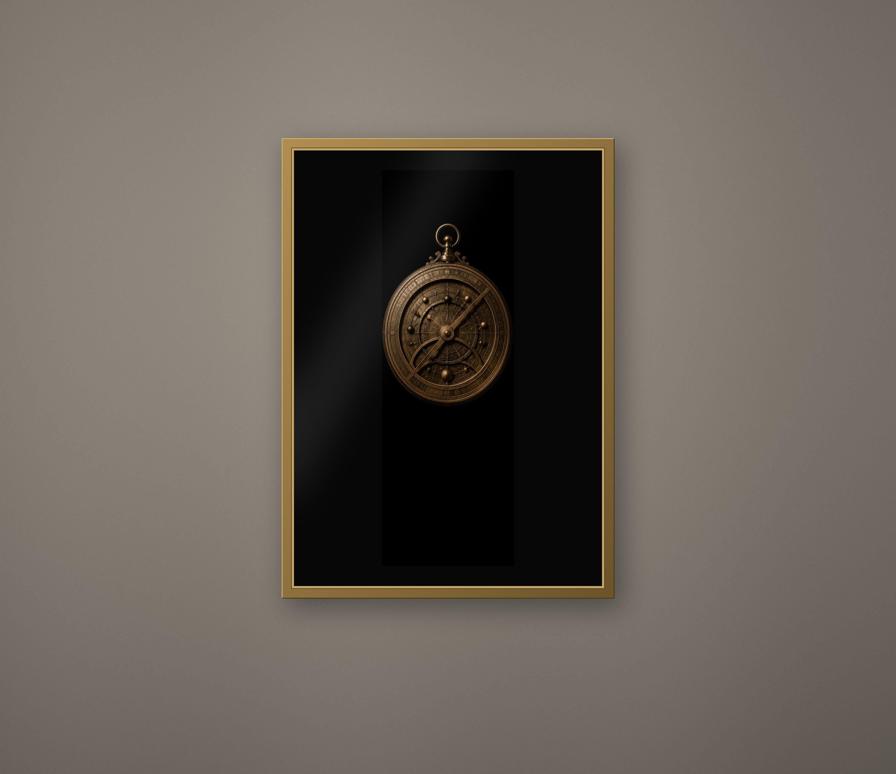 Forgotten Observatory: Dark Academia Celestial Prints | Gold On Black | Orrery Wall Art | Astronomy Digital Download