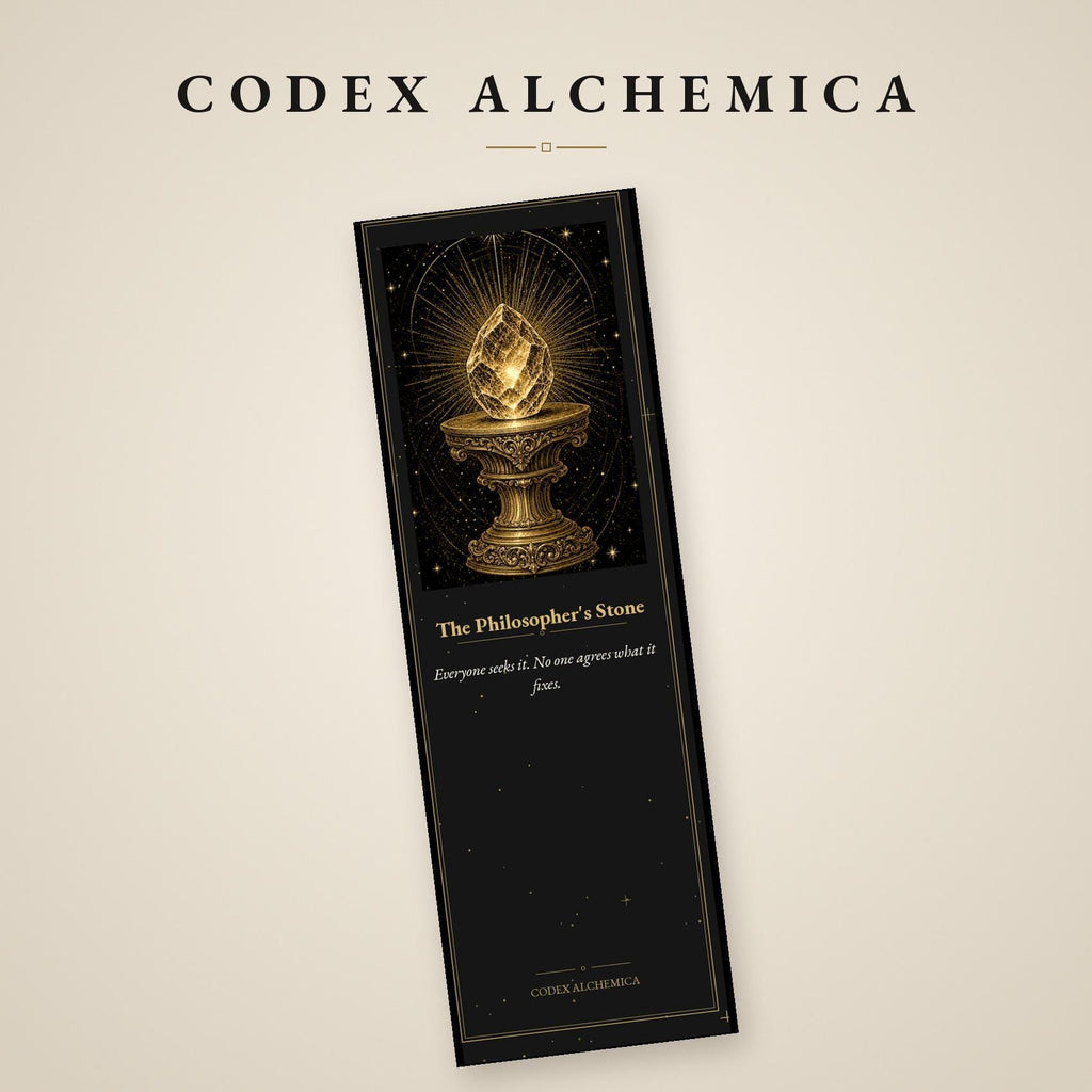 Codex Alchemica Bookmark | Dark Academia Occult Alchemy, Gold Linework | Magnetic Page Marker, Alchemist Workbench