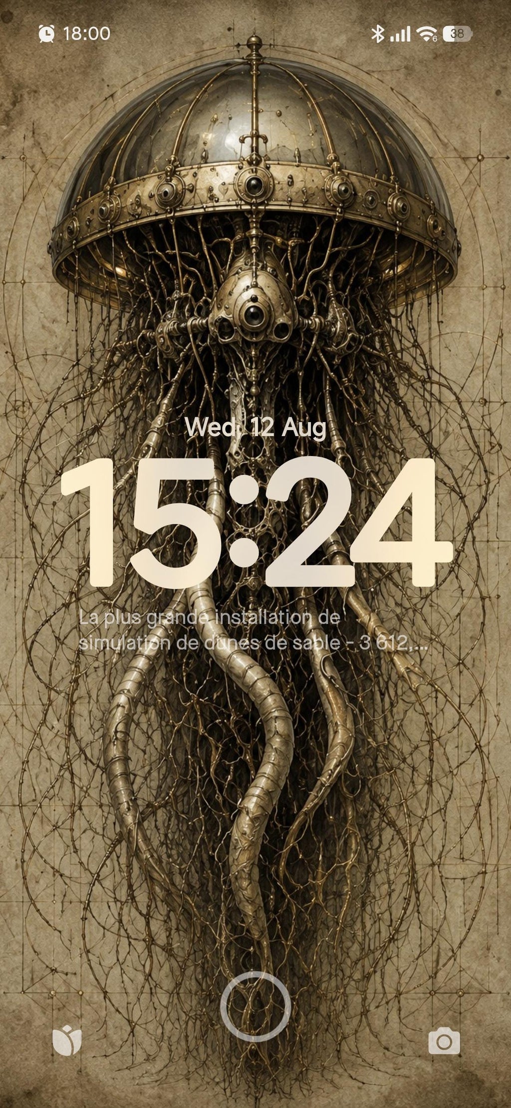 Jellyfish IV, Biomechanical Specimen | Dark Surreal Phone Wallpaper | Gothic Lock Screen | Brass Anatomy Digital Download