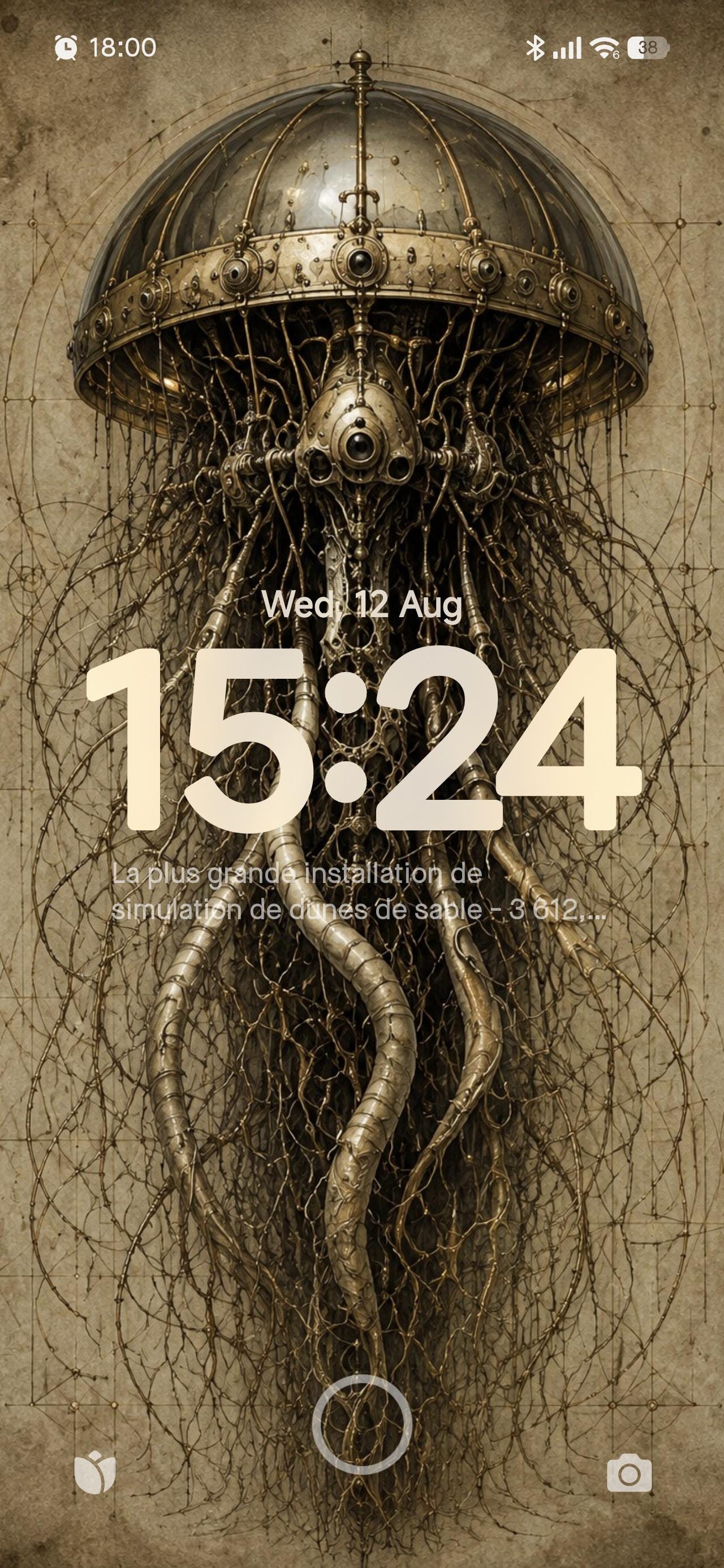 Jellyfish IV, Biomechanical Specimen | Dark Surreal Phone Wallpaper | Gothic Lock Screen | Brass Anatomy Digital Download