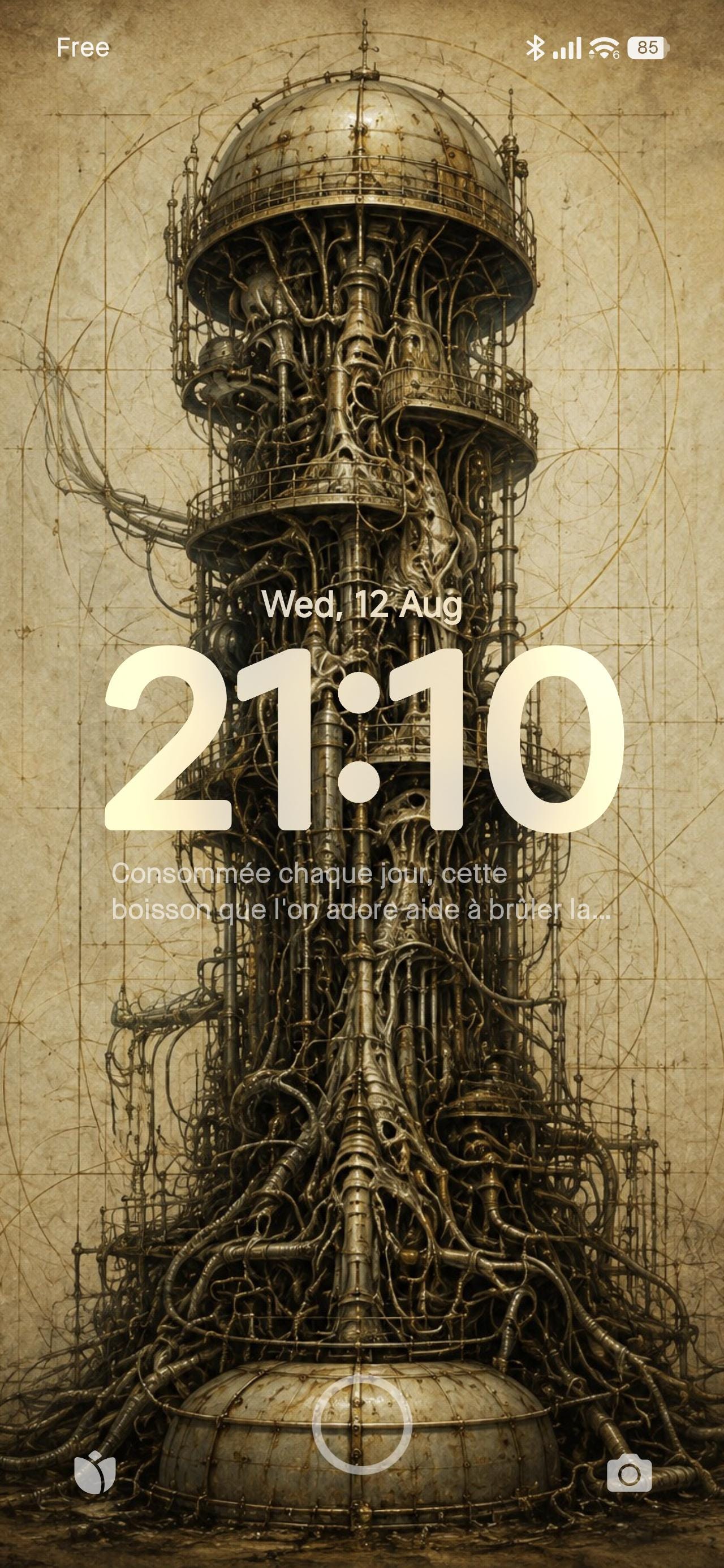 Domed Tower, Biomechanical Phone Wallpaper | Dark Academia Lock Screen | Gothic Sci-Fi Digital Art | Instant Download