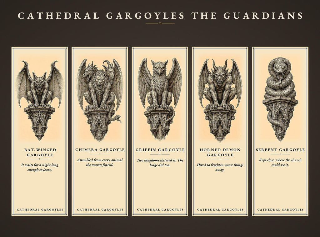 Cathedral Gargoyles The Guardians Bookmark | Dark Academia Gargoyle Bookmark | Standard or Magnetic Page Marker