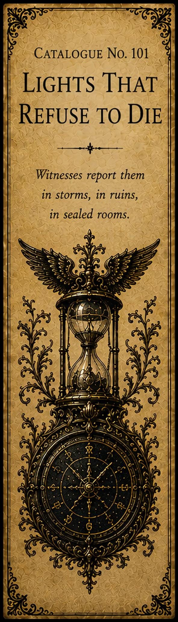 Lights That Refuse to Die, Dark Academia Bookmarks | Gothic Curiosities, Antique Gold | Printable Digital Download