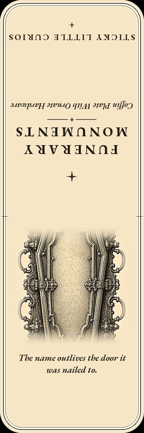 Funerary Monuments Memento Mori Memorials Bookmark | Dark Academia Memento Mori Bookmark | Standard or Magnetic Page Marker