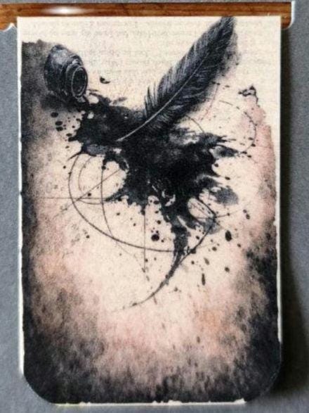 Ink Feather Magnetic Bookmark Dark Academia Gothic Minimalist Raven Quill Witchy Page Marker Double Sided