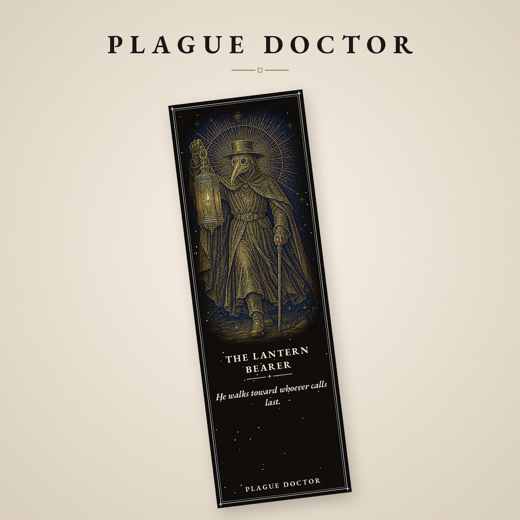 Plague Doctor Printable Bookmarks, Dark Academia Gothic | Gold On Black | Occult Reader Gift | Digital Download