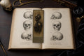 Skulls Biomechanical Bookmark Set | Anatomical Cyborg Art Page Markers | Dark Academia Sci-Fi Goth Gift, Magnetic Double-Sided Marker