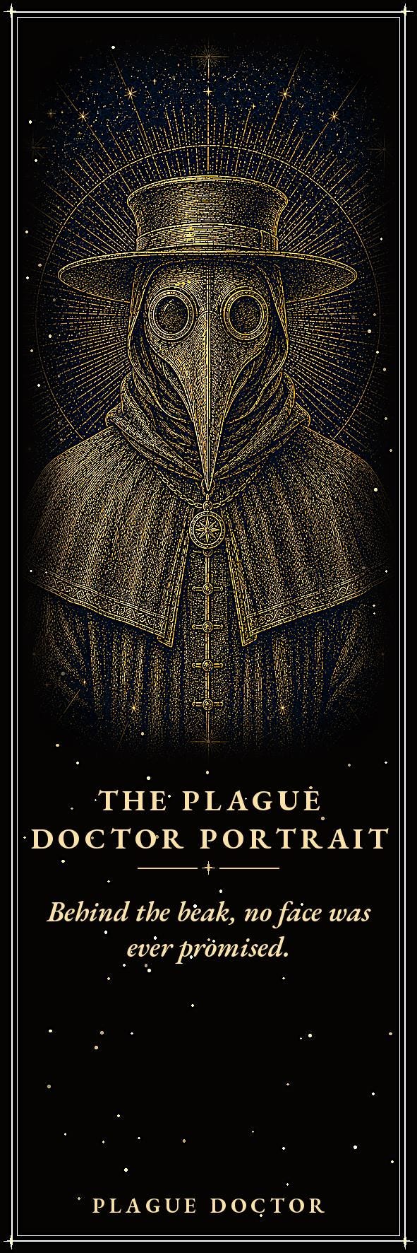 Plague Doctor Printable Bookmarks, Dark Academia Gothic | Gold On Black | Occult Reader Gift | Digital Download