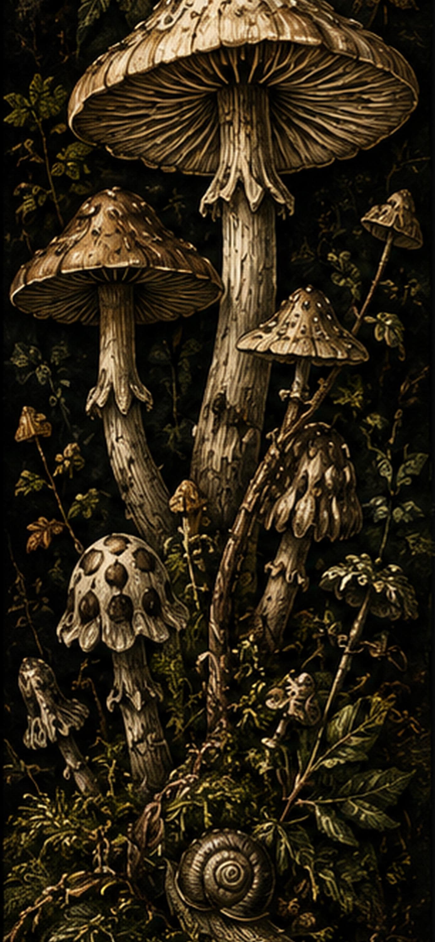 Goblincore Phone Wallpaper Bundle | The Curious Naturalist | Cottagecore Woodland Lock Screen | Mushroom Fern Snail