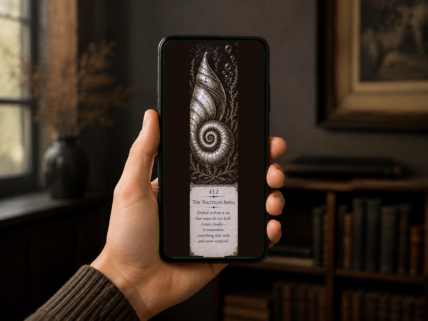 Recovered from Impossible Seas, Phone Wallpaper Bundle | Dark Academia Lock Screen | Nautical Gold on Black | Five Design Set