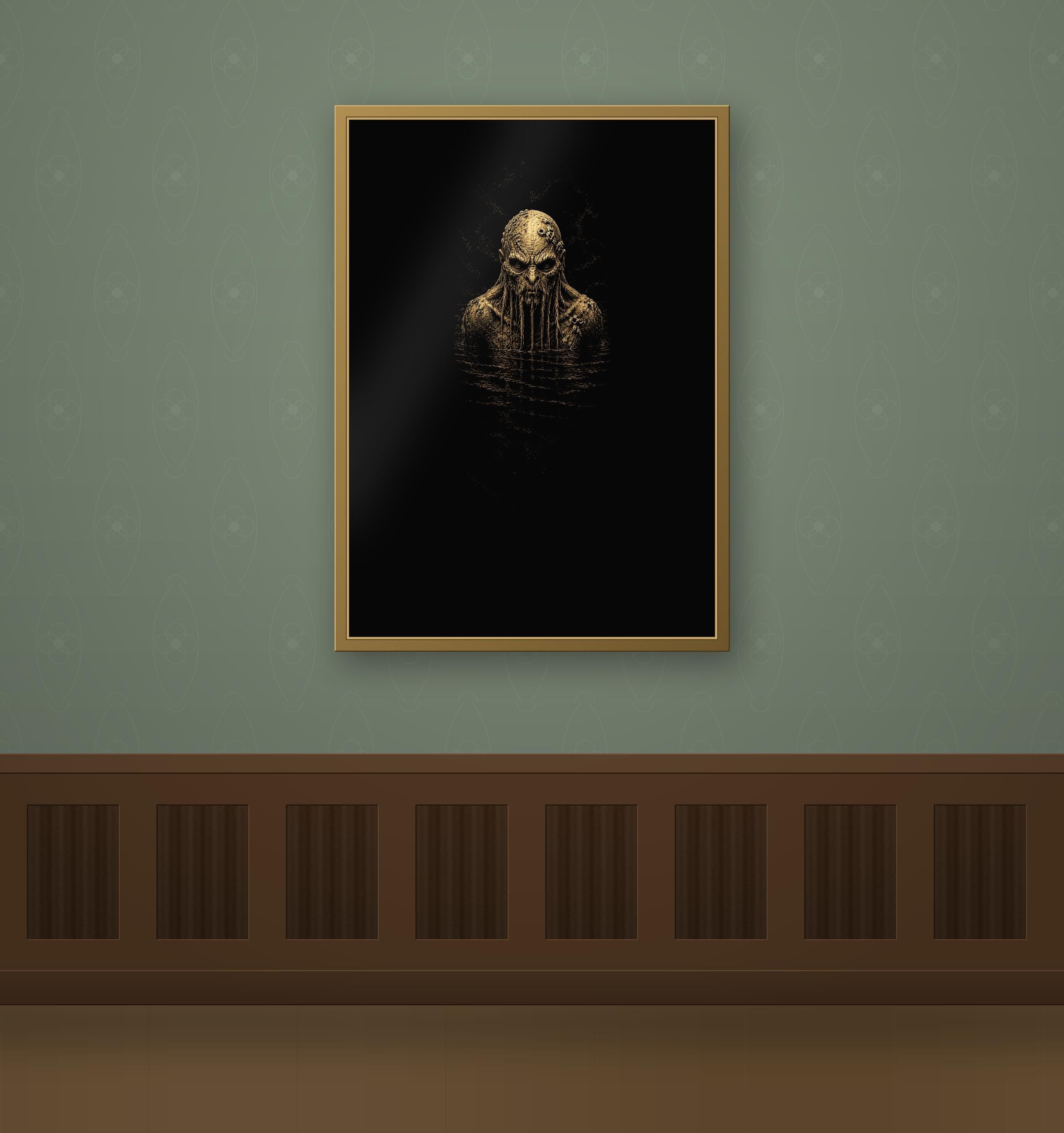 Deep Sea Horror Print: Ancient Rising - Dark Academia Cosmic Art | Printable Digital Download | Gothic Deep Water Aesthetic