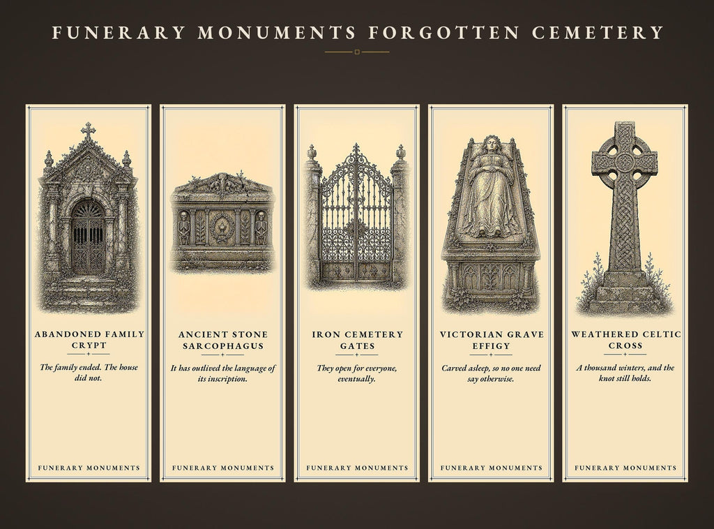 Funerary Monuments – Forgotten Cemetery Page Marker | Dark Academia | Gothic Literary Gift | Magnetic or Standard