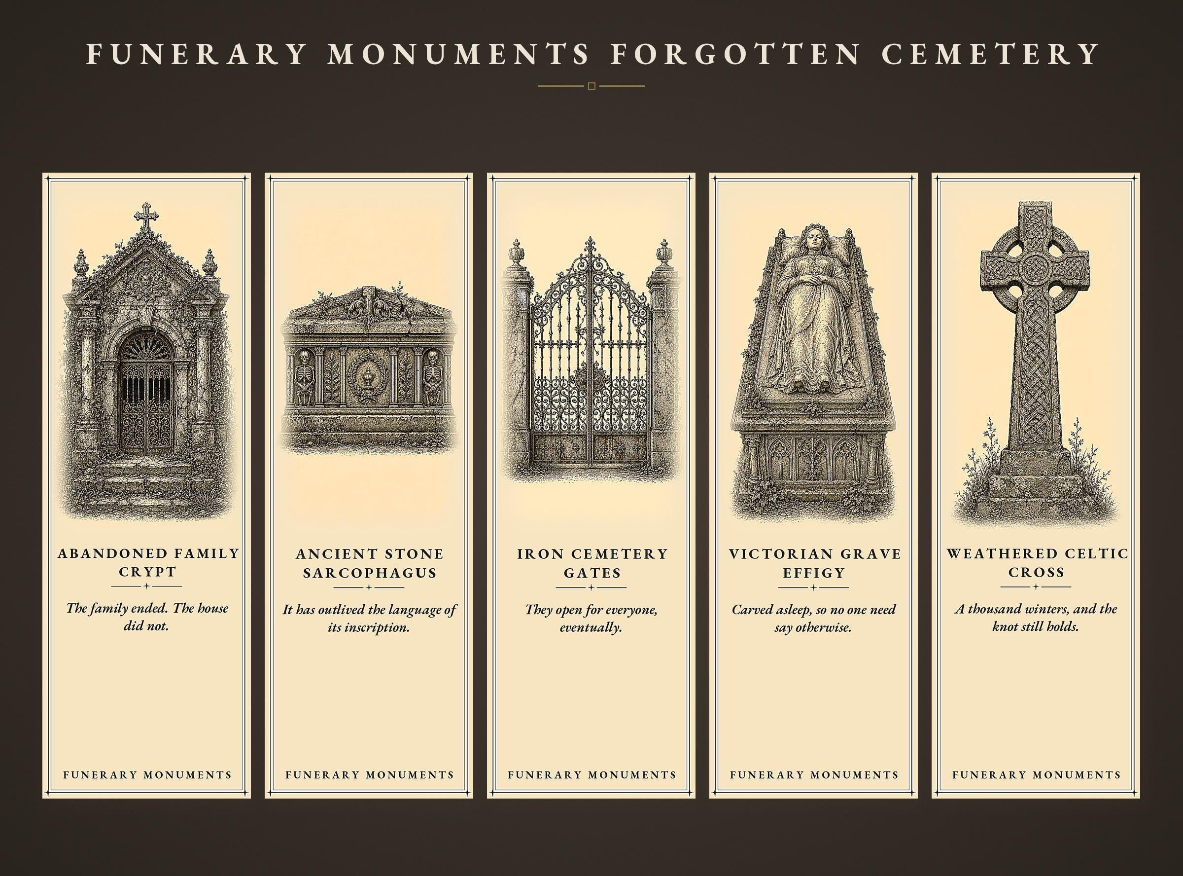Funerary Monuments – Forgotten Cemetery Page Marker | Dark Academia | Gothic Literary Gift | Magnetic or Standard