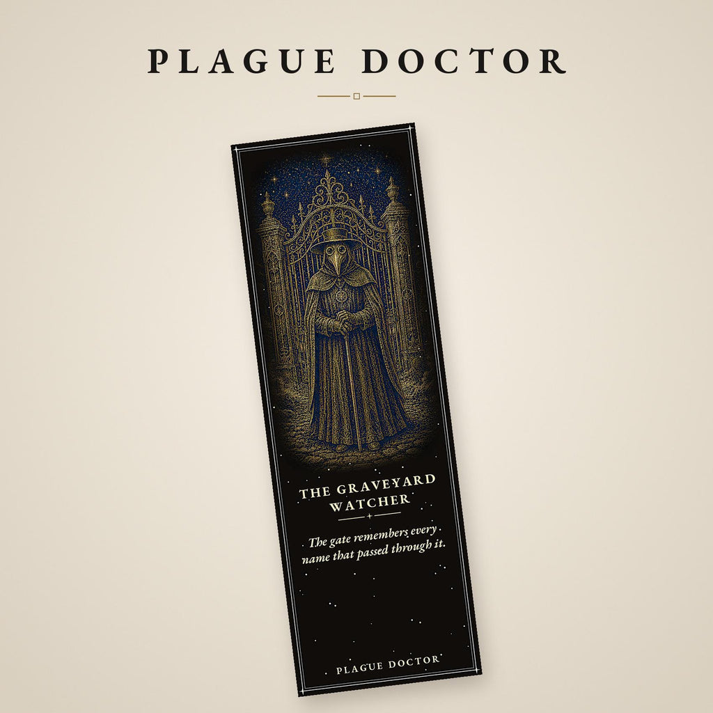 Plague Doctor Printable Bookmarks, Dark Academia Gothic | Gold On Black | Occult Reader Gift | Digital Download
