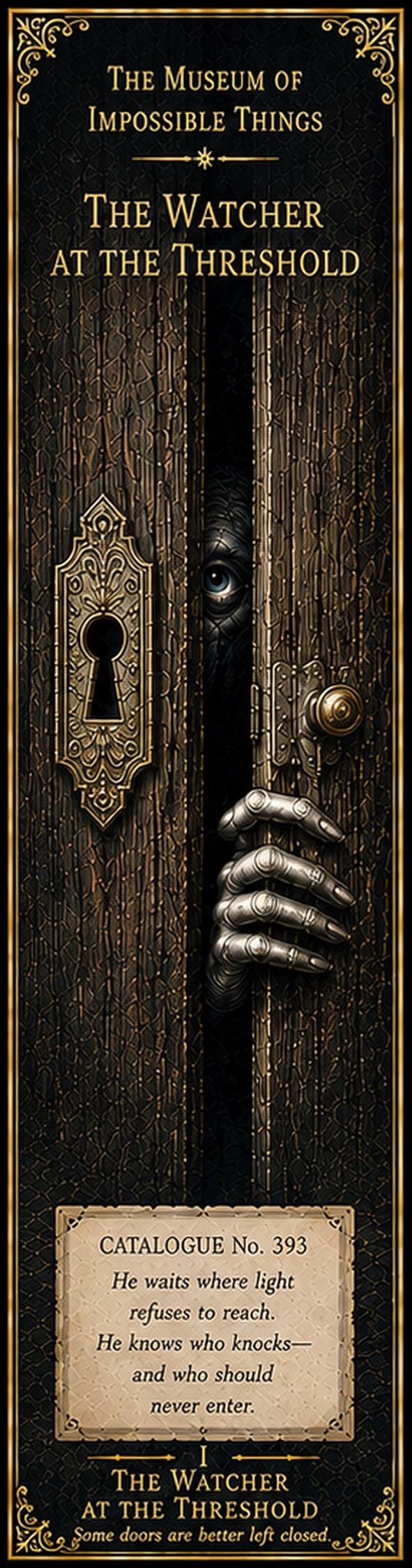 The Watcher at the Threshold Bookmarks | Dark Academia Printable | Antique Gold Gothic | Book Lover Collectibles