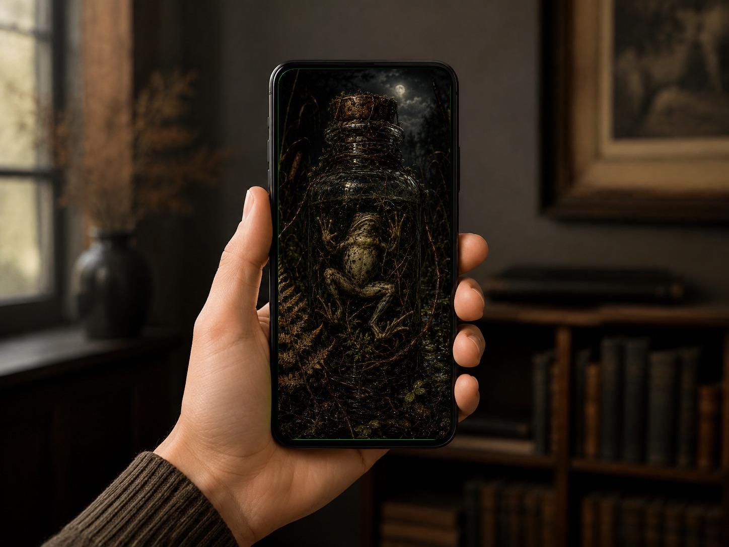 Things Beneath The Roots - Dark Goblincore Frog Wallpaper | Moody Lock Screen | Gothic Fantasy | Phone Bundle