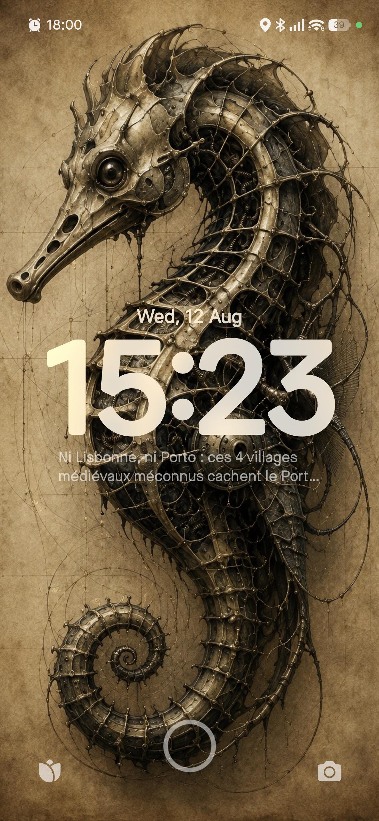 Seahorse, Biomechanical Specimen | Dark Academia Surreal | Lock Screen Wallpaper | Steampunk Anatomy | Instant Digital Download