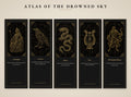 Atlas of the Drowned Sky Printable Bookmarks | Constellation Art, Gold Linework | Dark Academia Night Sky | Digital Download