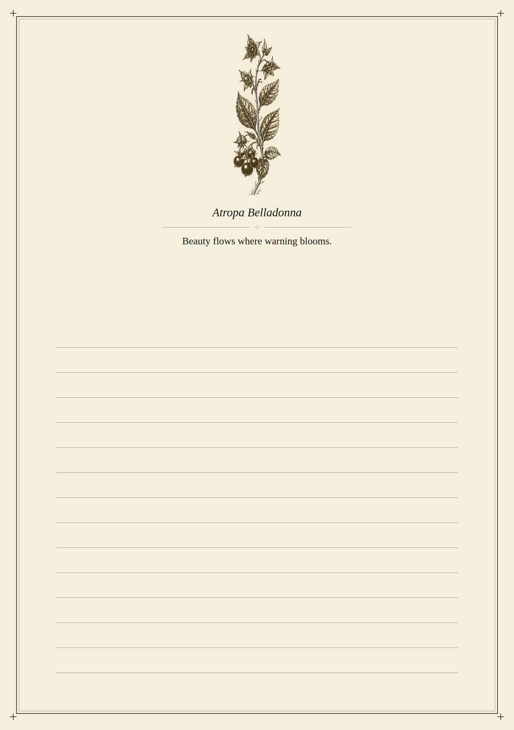 The Poison Garden Journal Pages | Printable Botanical Journal | Gothic Dark Academia Grimoire | Digital Download Diary Pages A4 & Letter