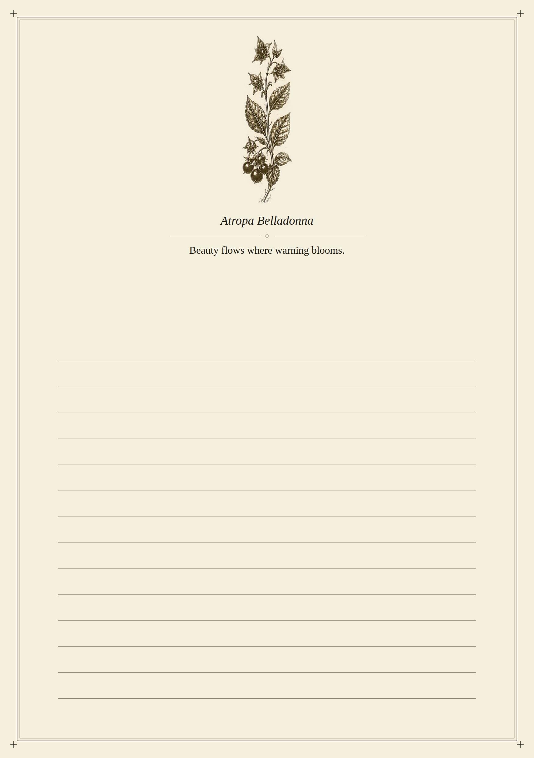 The Poison Garden Journal Pages | Printable Botanical Journal | Gothic Dark Academia Grimoire | Digital Download Diary Pages A4 & Letter