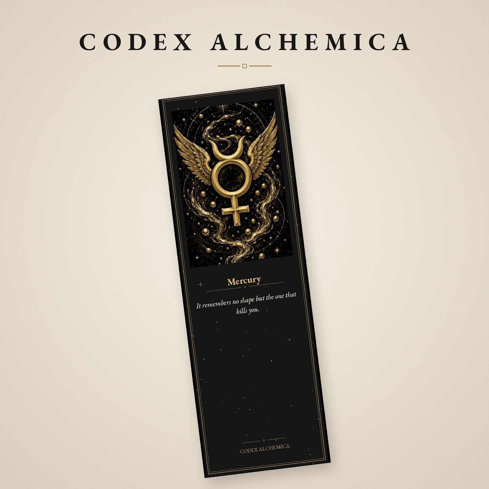 Codex Alchemica Printable Bookmarks | Dark Academia Gothic | Occult Symbols, Gold Linework | Alchemist Reader Gift