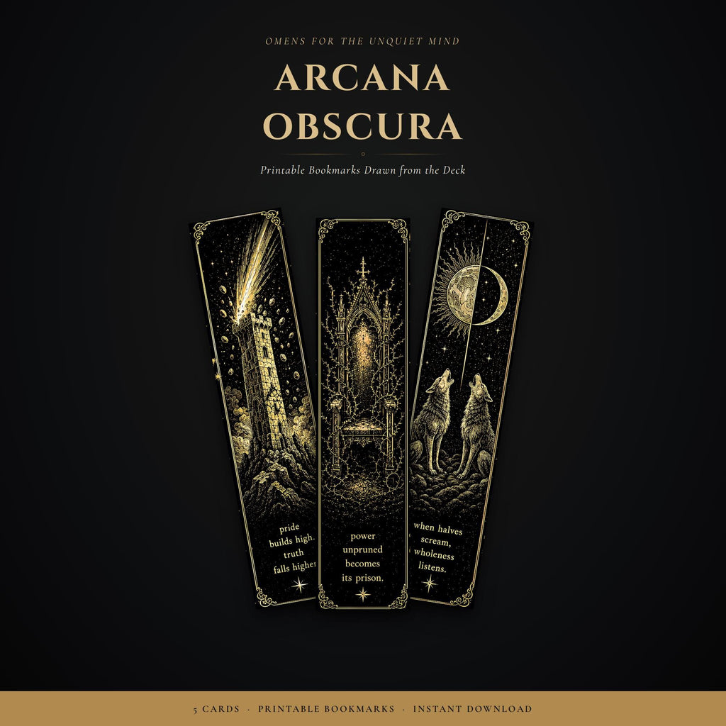 Gothic Tarot Bookmarks Printable | Arcana Obscura | Dark Academia Witchy Bookmarks | Digital Download Print & Cut
