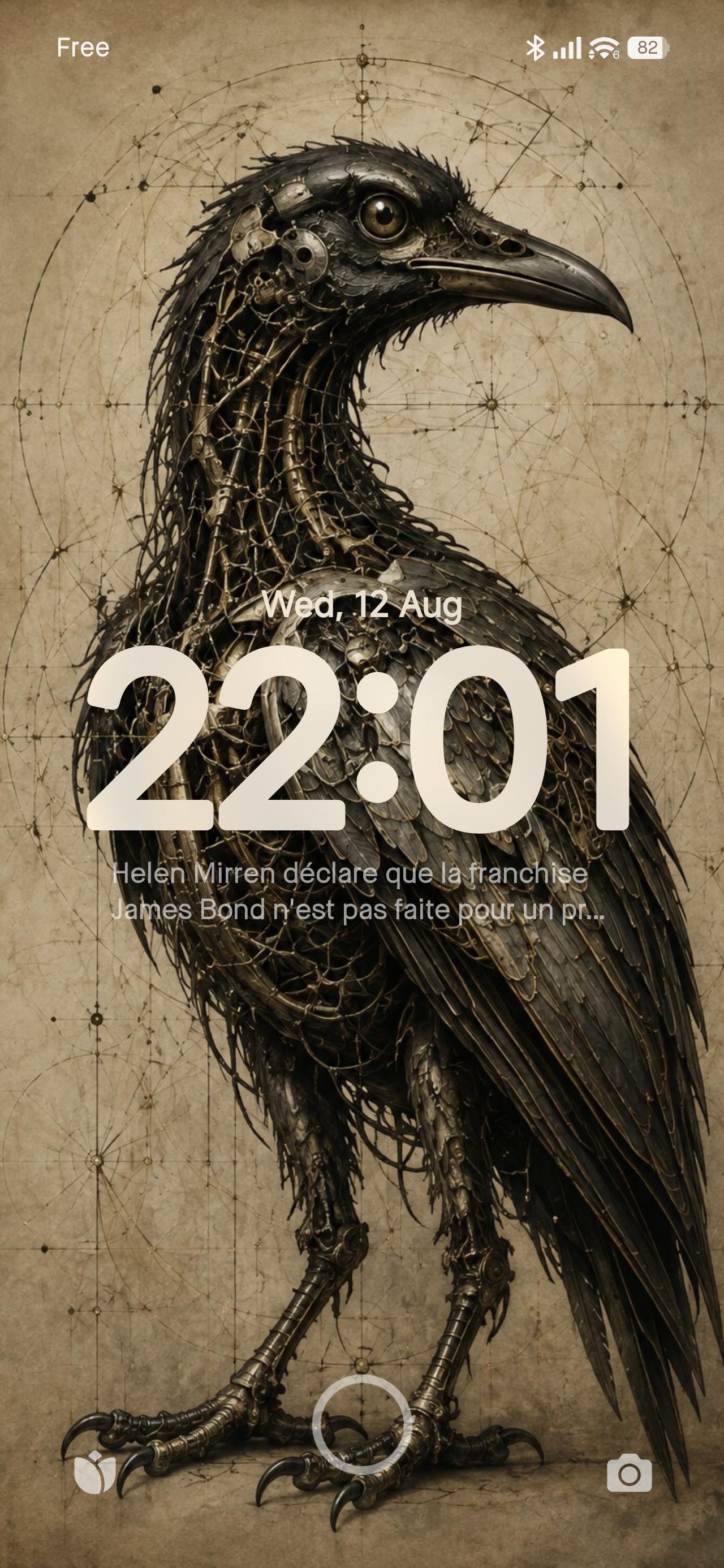 Raven II Biomechanical Phone Wallpaper | Dark Academia Lock Screen | Brass Bone Machinery | Surreal Gothic Digital Art