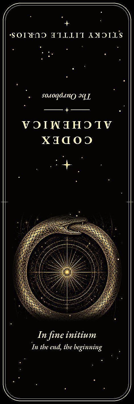 Codex Alchemica Bookmark | Dark Academia Occult Alchemy, Gold Linework | Magnetic Page Marker, Alchemist Workbench