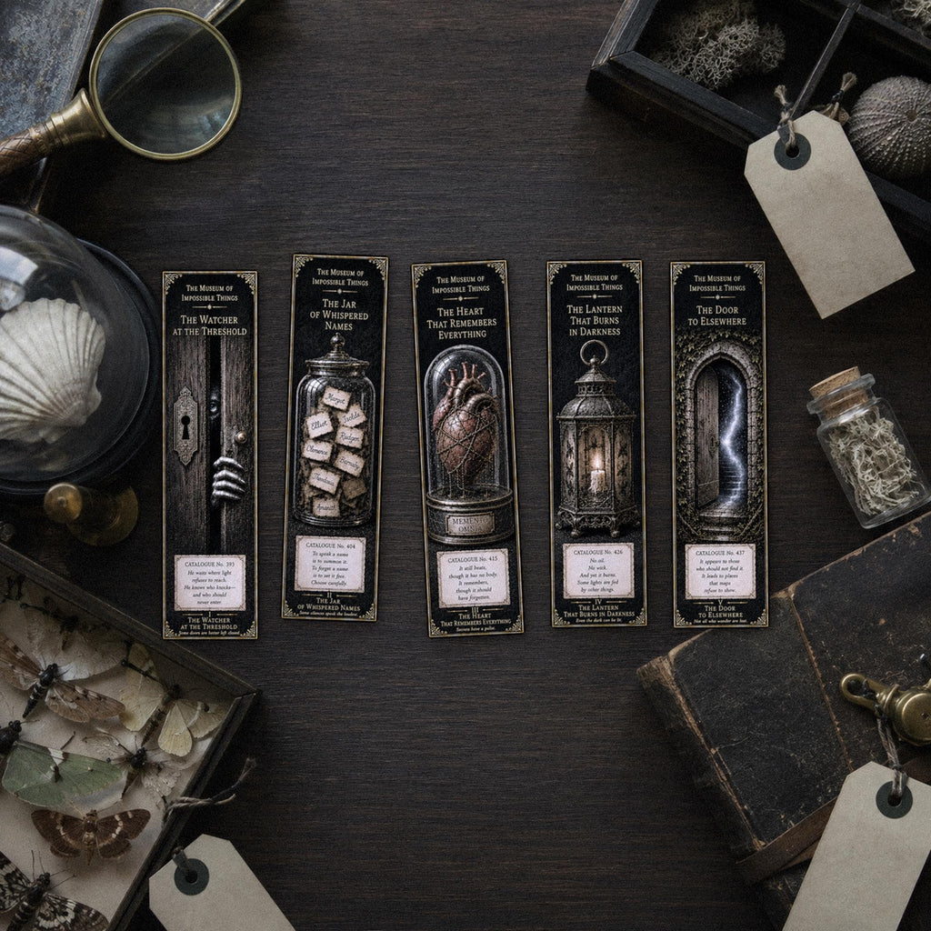The Watcher at the Threshold Bookmark | Dark Academia Set of 5 | Standard or Magnetic | Gothic Cabinet of Curiosities