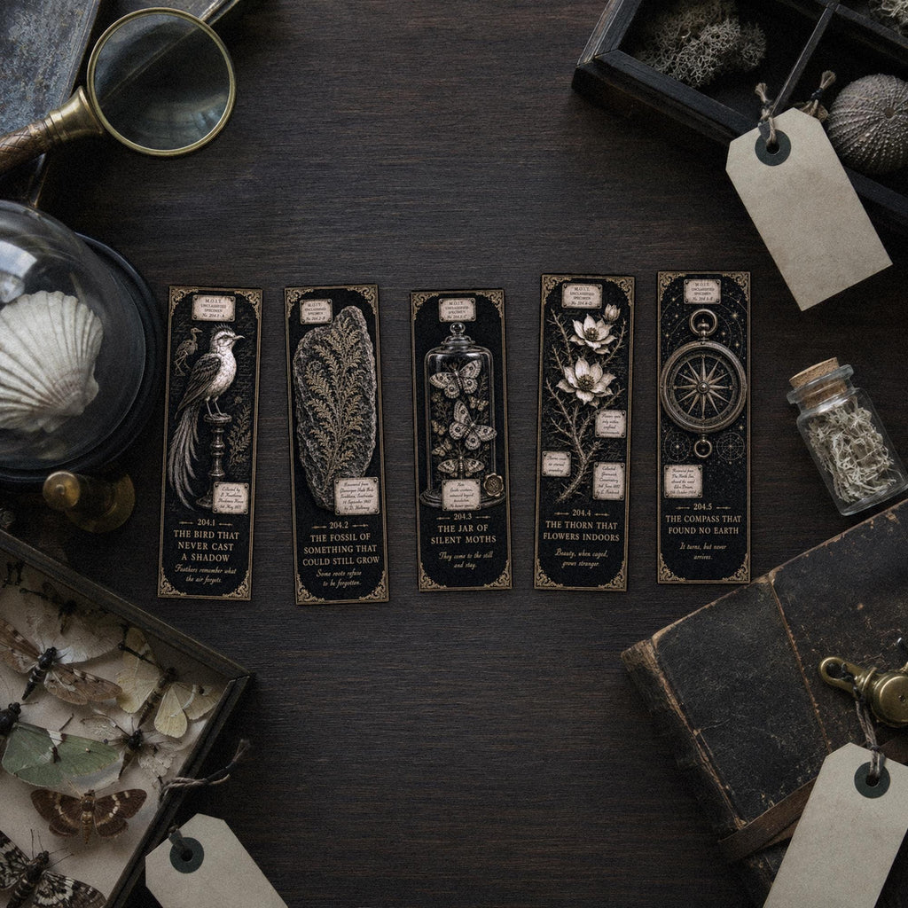 Unclassified Specimens Bookmark | Dark Academia Set of 5 | Standard or Magnetic | Gothic Cabinet of Curiosities