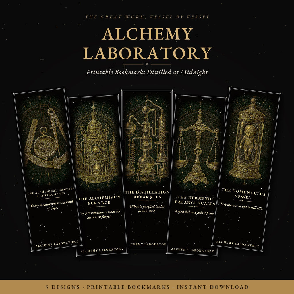 Alchemy Laboratory Printable Bookmarks | Dark Academia Gothic Bookmark Set | Digital Download Print & Cut