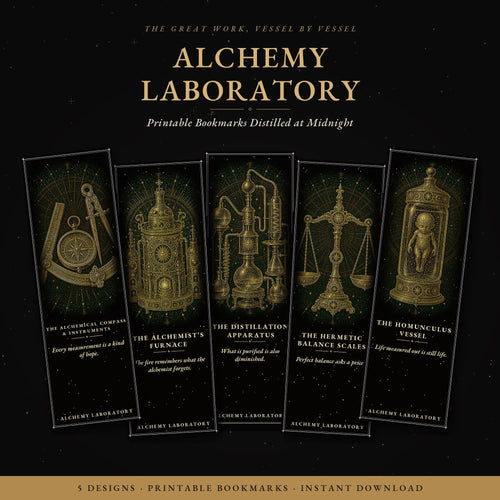 Alchemy Laboratory Printable Bookmarks | Dark Academia Gothic Bookmark Set | Digital Download Print & Cut