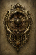 Clock Mechanism: Biomechanical Dark Academia | Surreal Brass Anatomy | Gothic Lock Screen Wallpaper