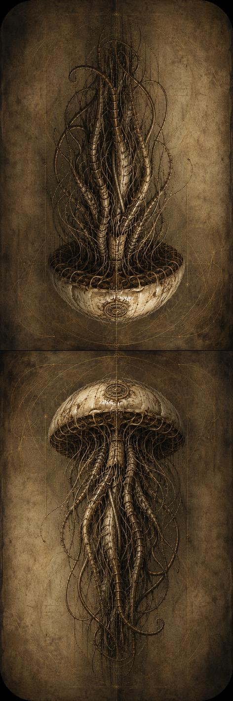 Jellyfish Biomechanical Bookmark, Dark Academia Gothic | Anatomical Art Page Marker | Magnetic or Standard