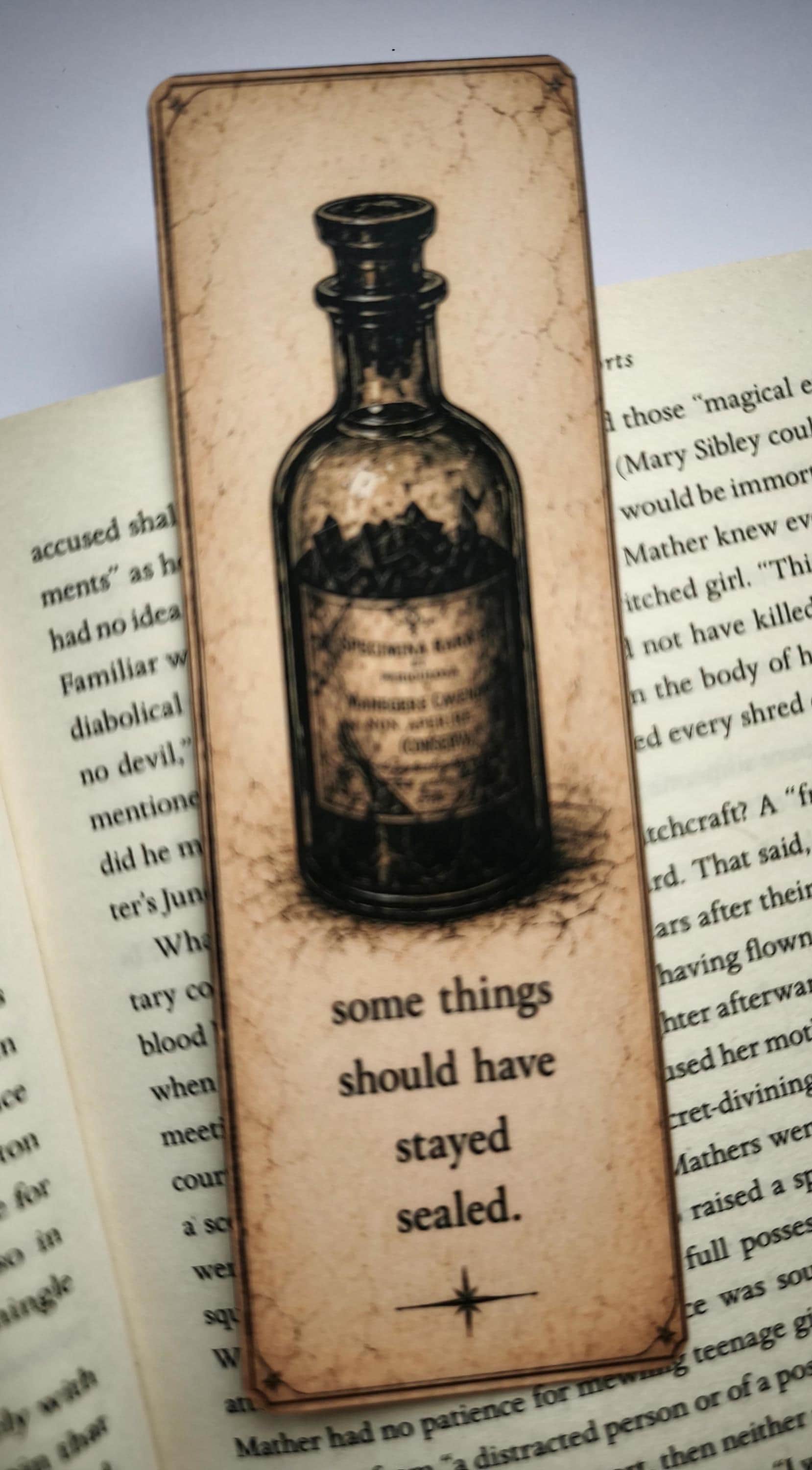 Gothic Apothecary Bottle Bookmark | Dark Academia Vintage, Occult Illustration | Book Lover Gift, Witchy Reader Accessory