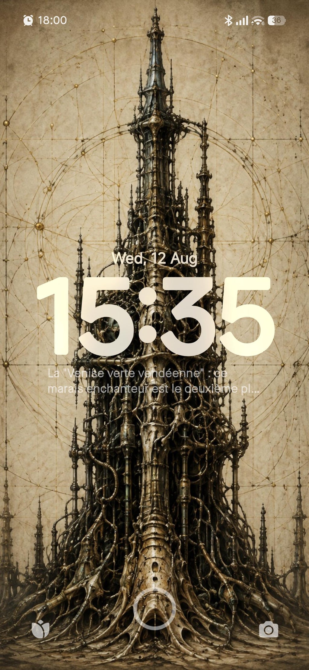 Tower II | Biomechanical Lock Screen, Dark Academia Surreal Anatomy | Gothic Sci-Fi Wallpaper | Brass Machinery Art Download