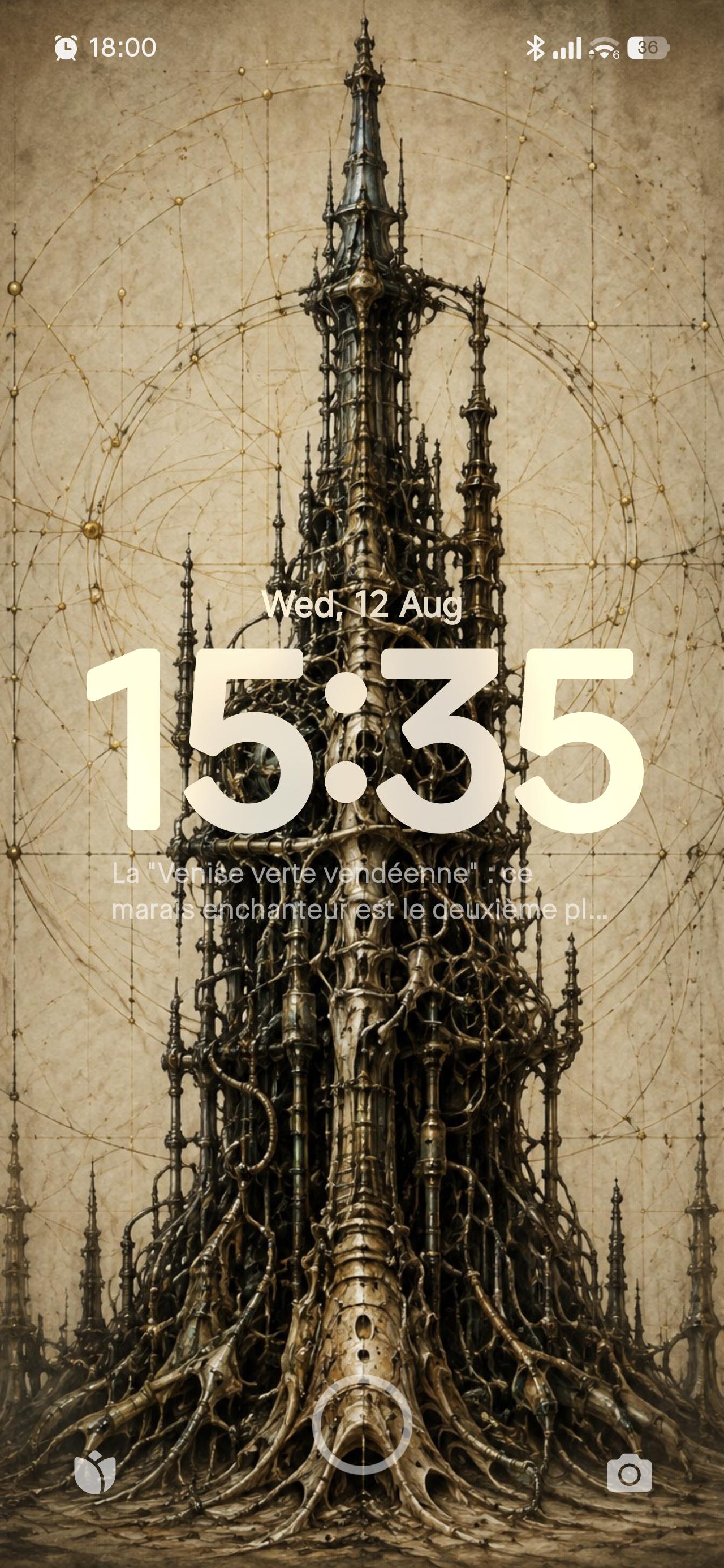 Tower II | Biomechanical Lock Screen, Dark Academia Surreal Anatomy | Gothic Sci-Fi Wallpaper | Brass Machinery Art Download