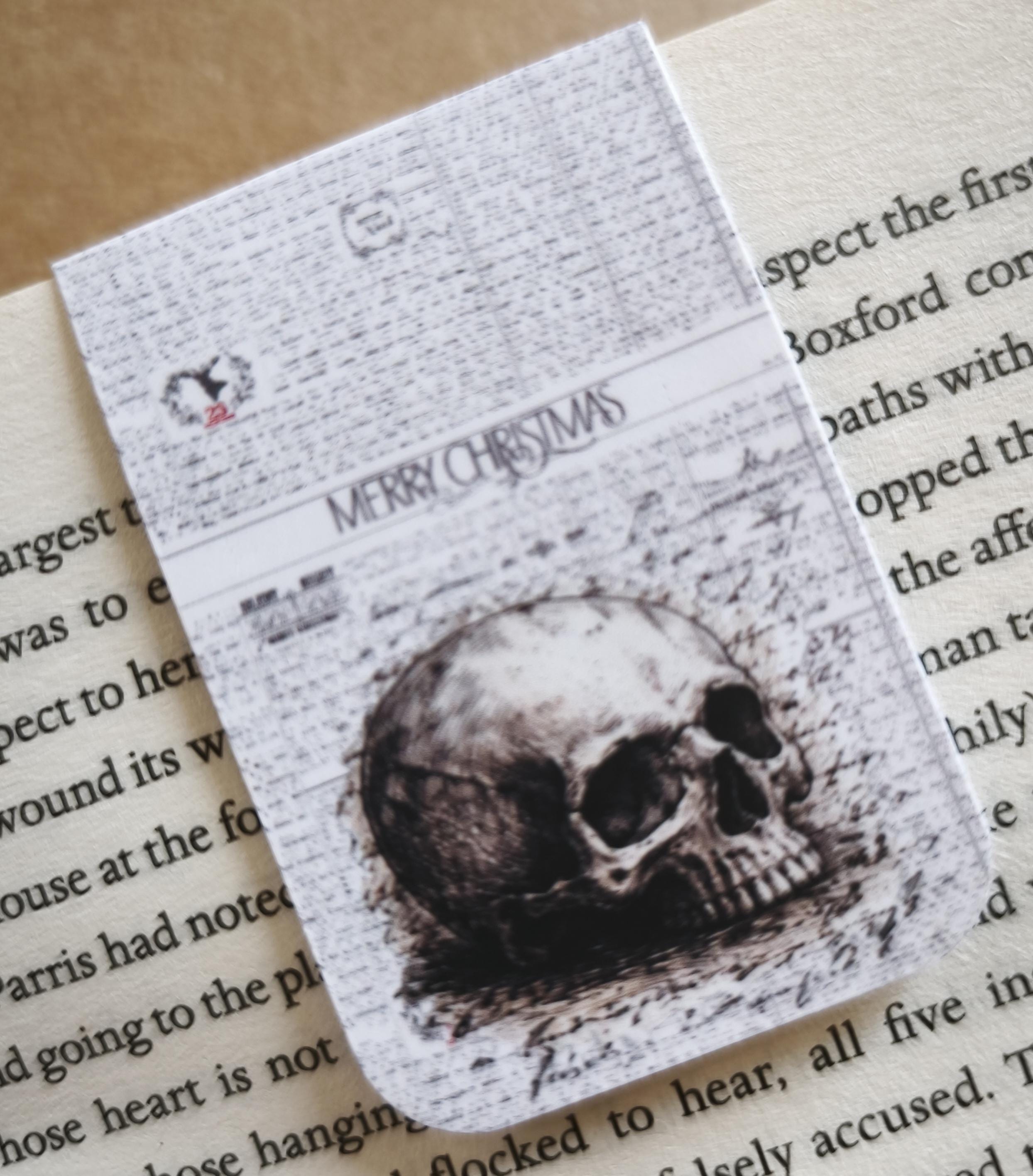 Memento Mori Skull Magnetic Page Marker | Dark Academia Gothic | Vintage Witchy Design | Sepia Skull Art | Reader Gift