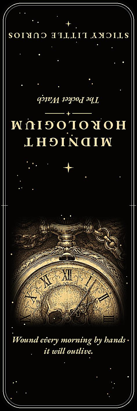 The Midnight Horologium Bookmark | Dark Academia Memento Mori Bookmark | Standard or Magnetic Page Marker