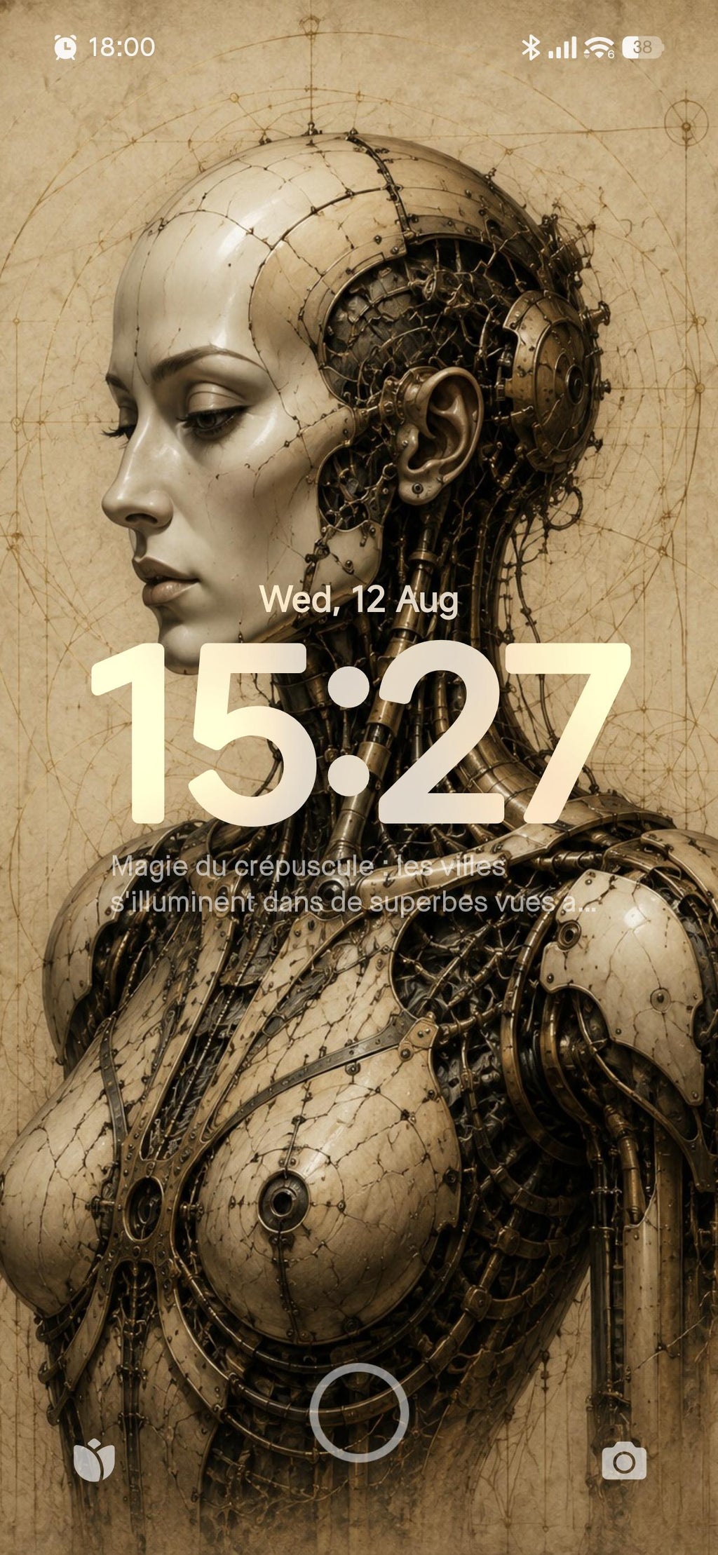 Cyborg Woman Profile - Biomechanical Surreal Wallpaper | Gothic Sci-Fi Lock Screen, Android & iPhone, High Resolution
