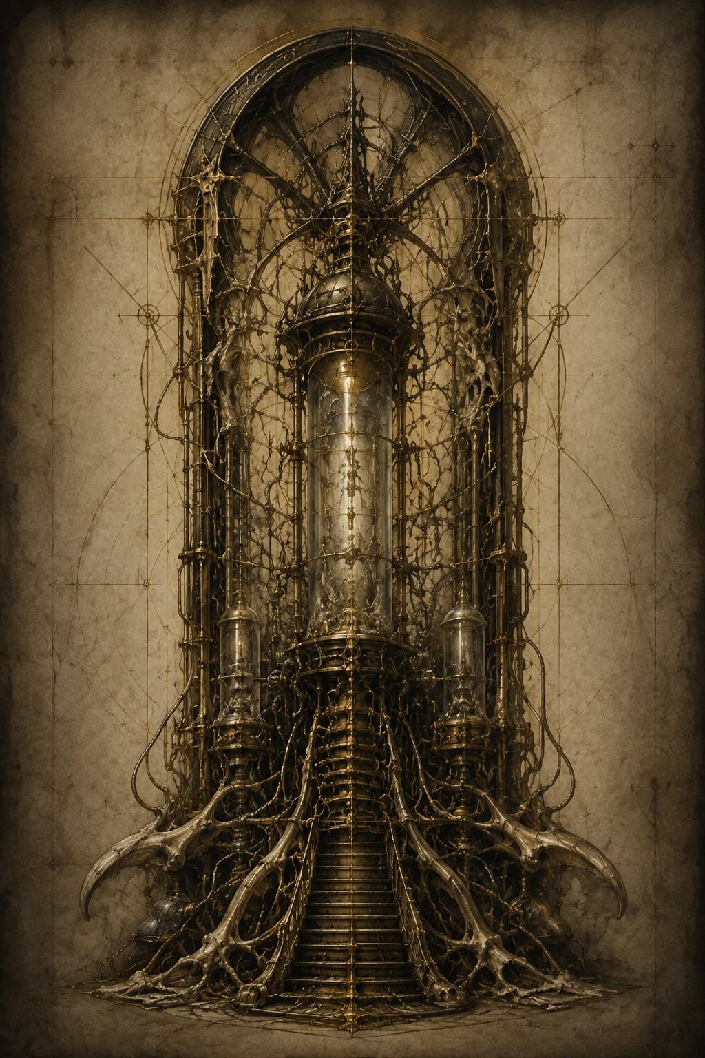Electrical Mechanism II, Biomechanical Phone Wallpaper | Dark Academia Lock Screen | Gothic Sci-Fi Surreal | Instant Digital Download