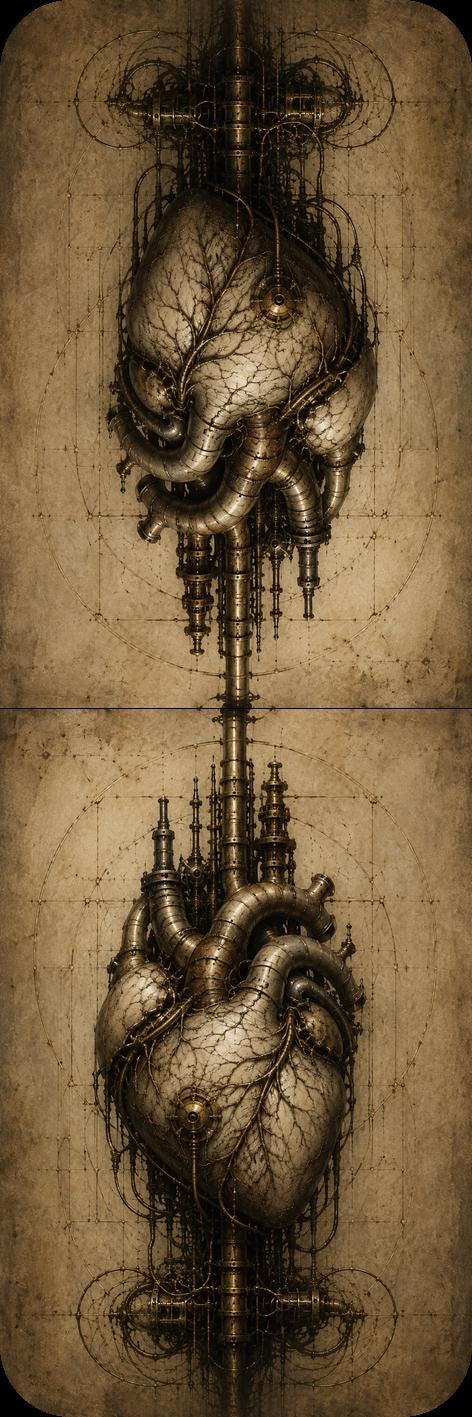 Hearts & Vessels Biomechanical Bookmark, Anatomical Art | Dark Academia Gothic | Magnetic Page Marker | Surreal Gift for Book Lovers
