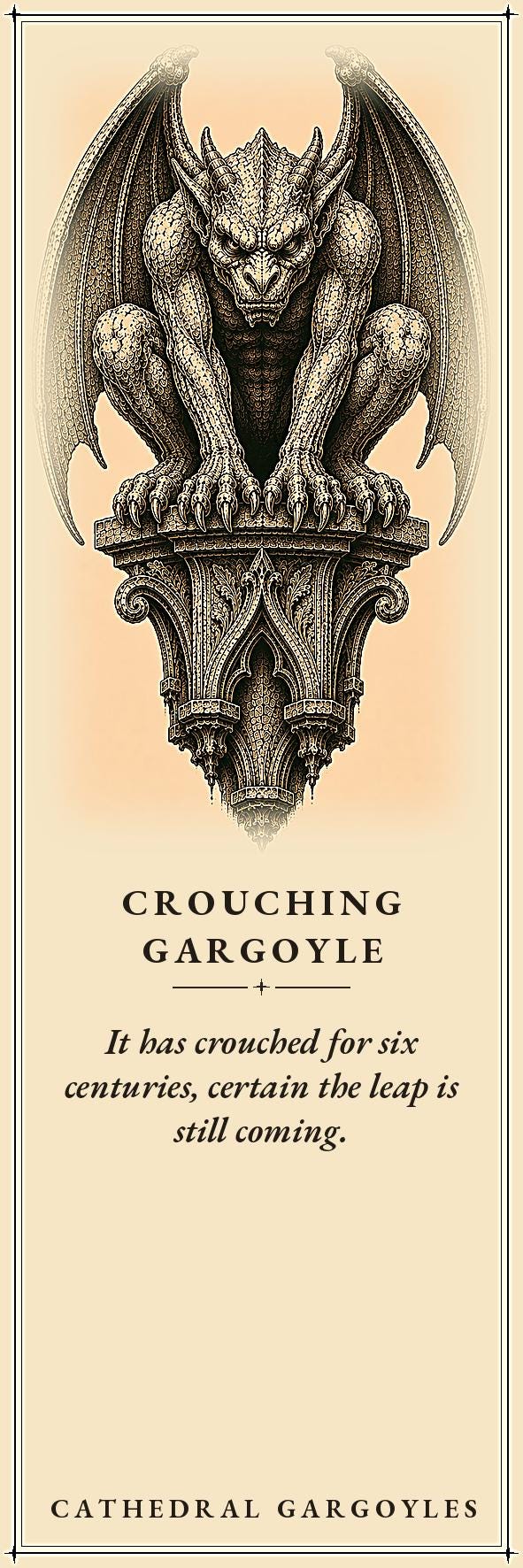 Cathedral Sentinels Printable Bookmarks | Dark Academia Art, Gargoyle Designs | Occult Stationery, Reader Gift