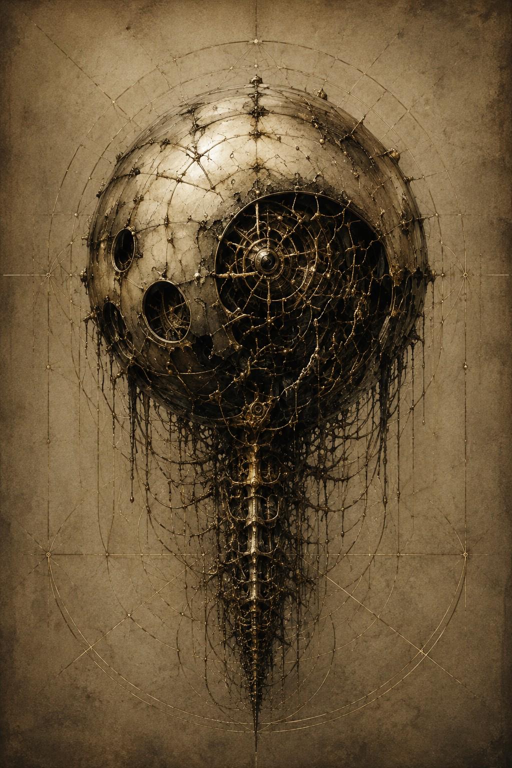 Eye Orb Biomechanical Wallpaper | Dark Academia Lock Screen | Steampunk Phone Art | Gothic Sci-Fi Digital Download | Surreal Brass Anatomy