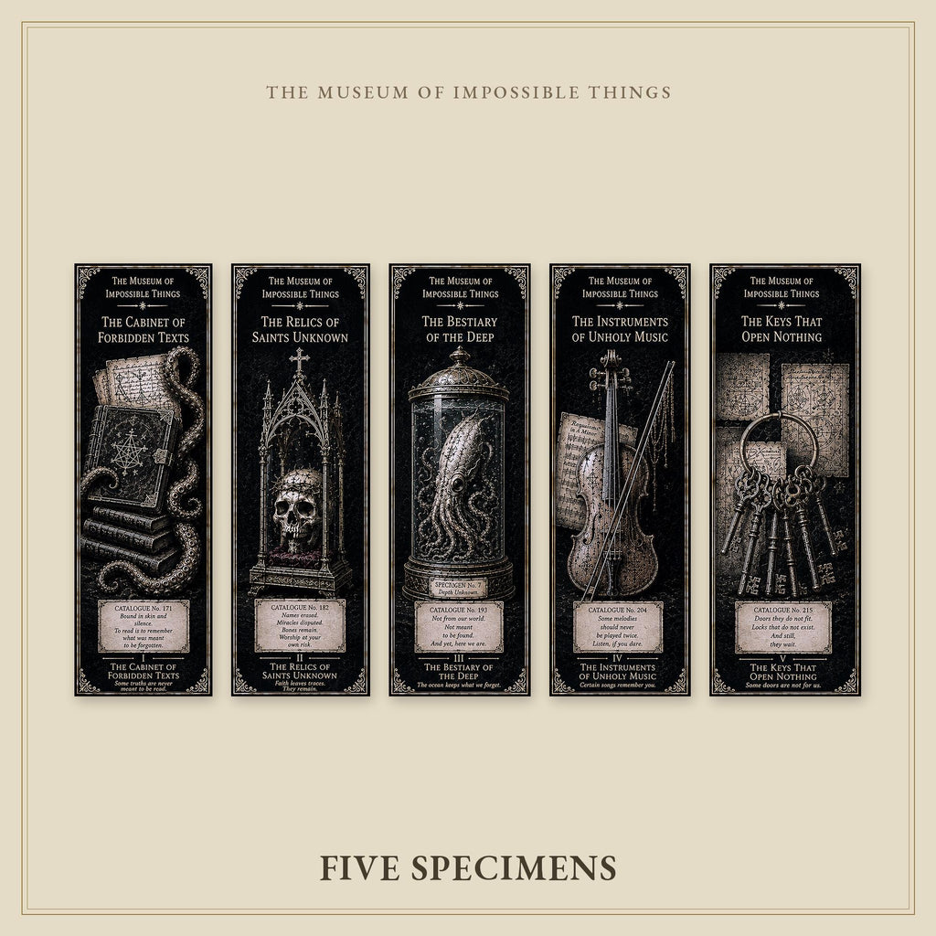 The Forbidden Wing Bookmark | Dark Academia Set of 5 | Standard or Magnetic | Gothic Cabinet of Curiosities