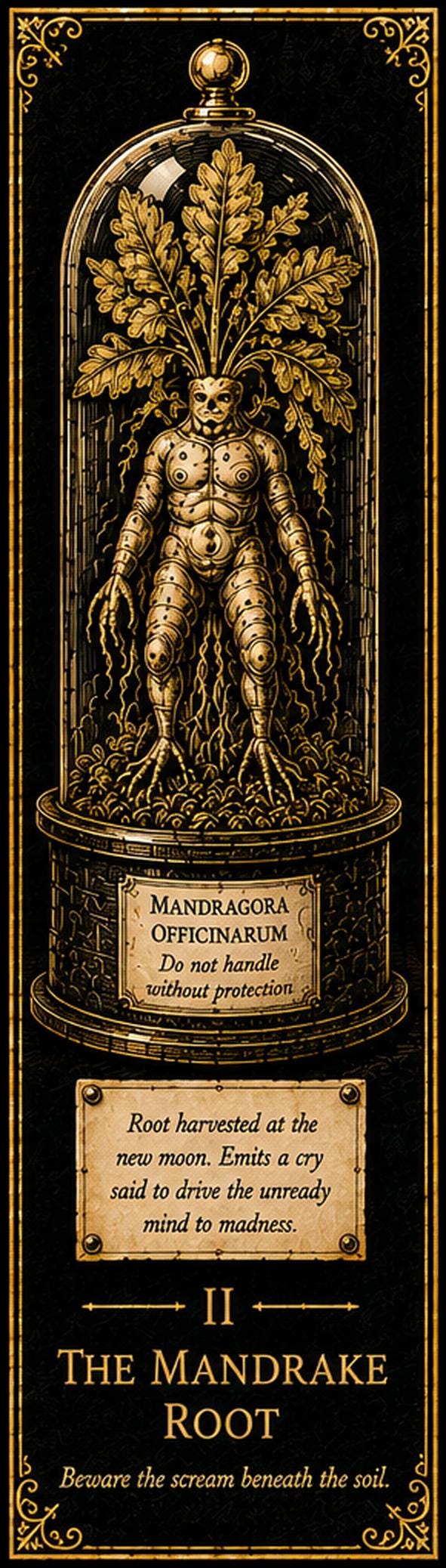 The Apothecary's Cabinet, Dark Academia Printable Bookmarks | Gothic Curiosities | Book Lover Gifts | Antique Gold Design