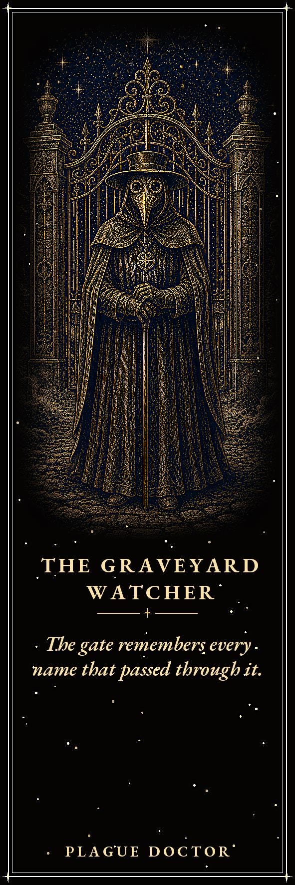 Plague Doctor Printable Bookmarks, Dark Academia Gothic | Gold On Black | Occult Reader Gift | Digital Download