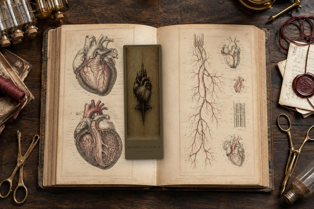 Hearts & Vessels Biomechanical Bookmark, Anatomical Art | Dark Academia Gothic | Magnetic Page Marker | Surreal Gift for Book Lovers