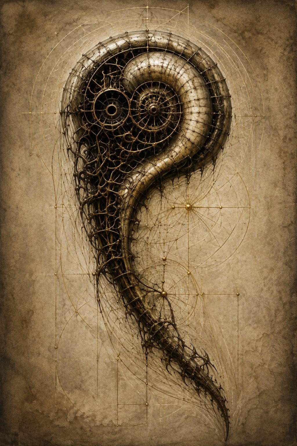 Creatures of the Deep: Biomechanical Lock Screen | Dark Academia | Anatomical Study | Digital Download